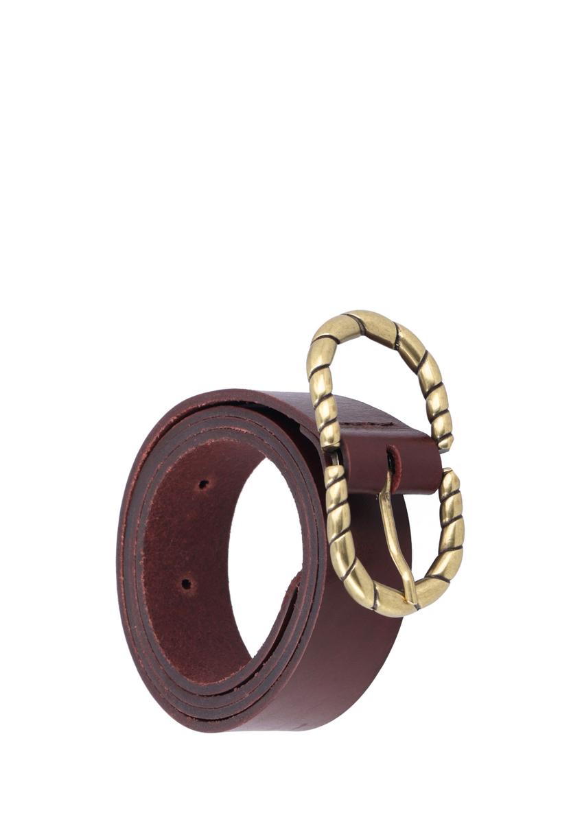 Brown leather belt with decorative buckle PASDS-0354-1H(Z26)