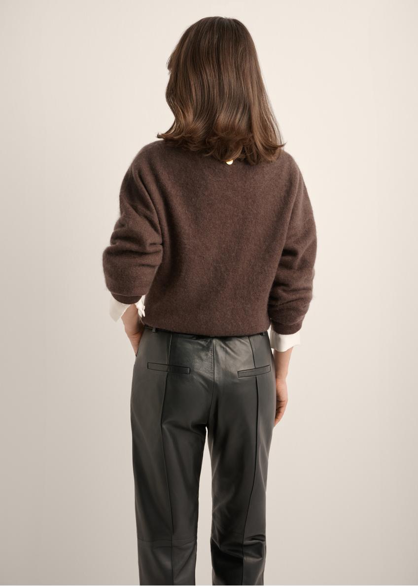 Women's woolen brown sweater SWEDT-0265-1I(Z26)