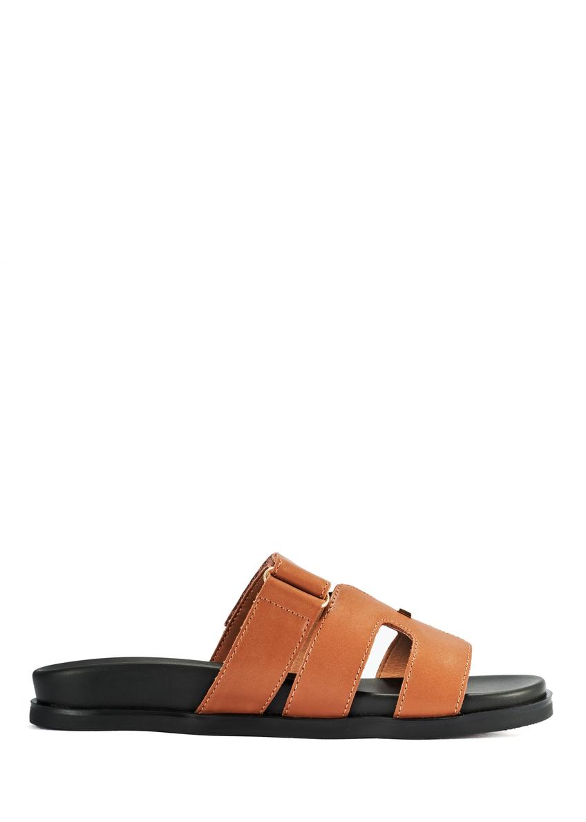 Brown leather women's flip-flops BUTYD-1162-24(W25)