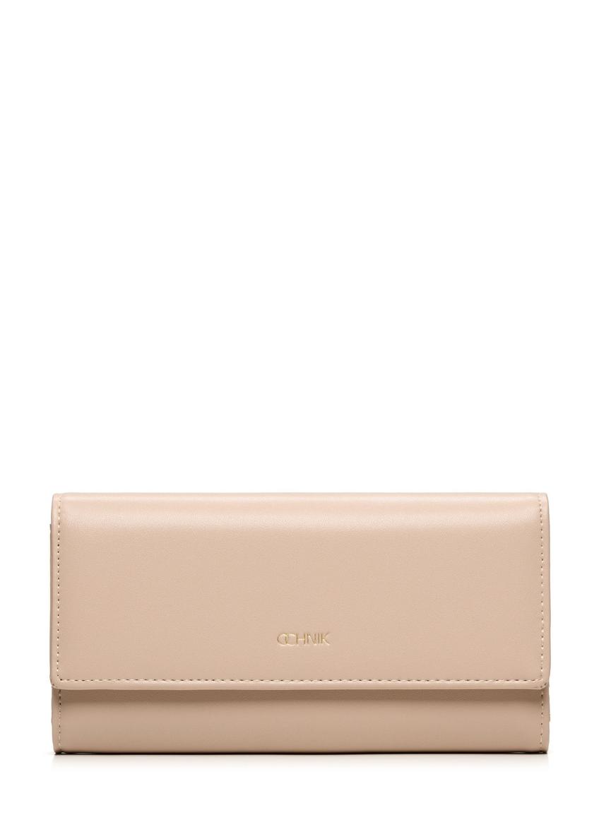 Beige large women's wallet POREC-0398A-1B(Z26) - front product view, on a white background.