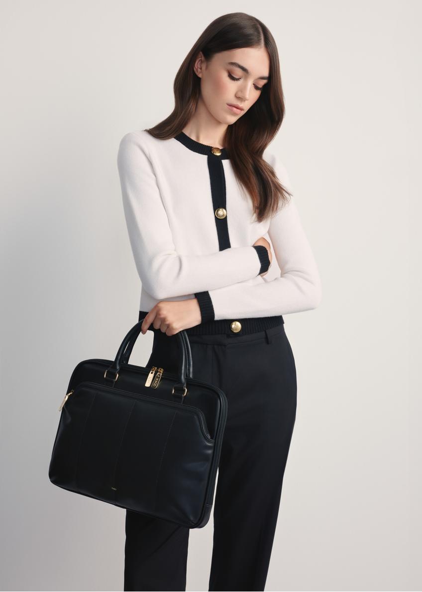 Black women's briefcase made of imitation leather TOREC-1106-99(Z25)
