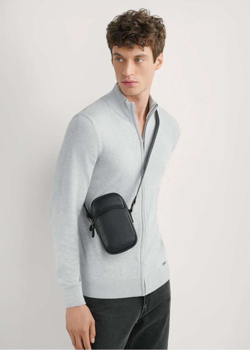 Black small leather men's bag TORMS-0409R-9I(W26)