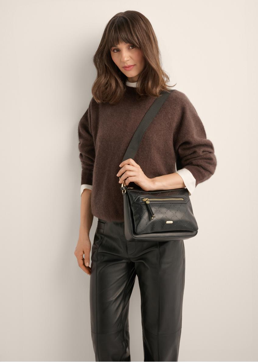 Black women's handbag with monogram TOREC-1293-9P(Z26)