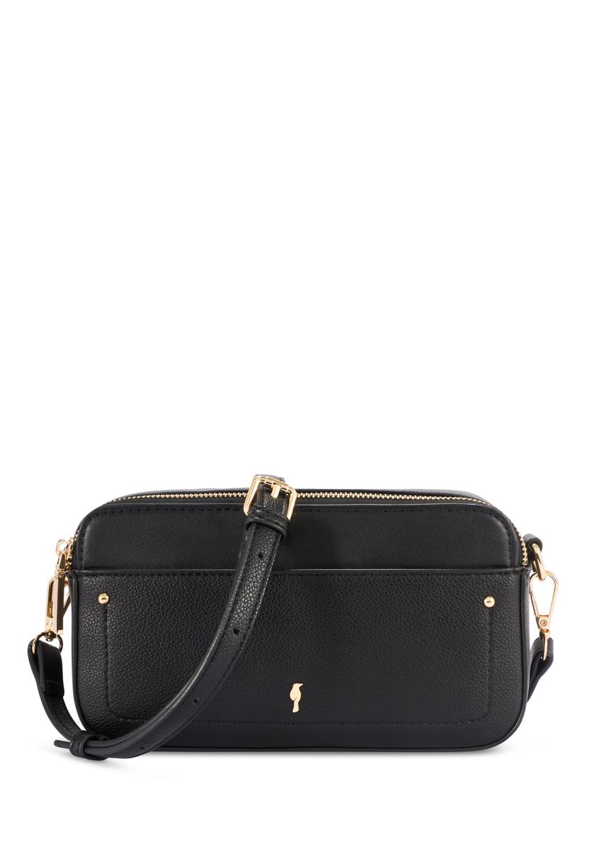 Small black women's handbag TOREC-1173-99(W26), front product view on white background.