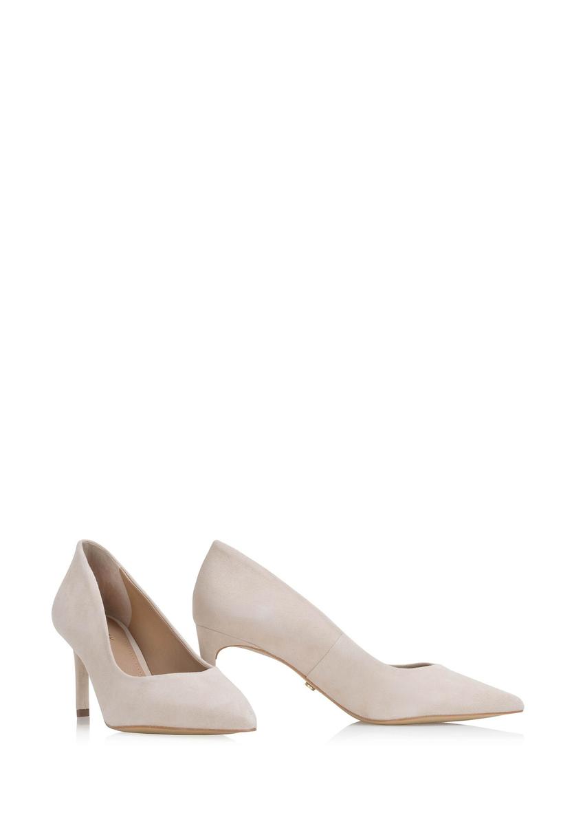 Beige leather heeled pumps BUTYD-0711A-80(W24)