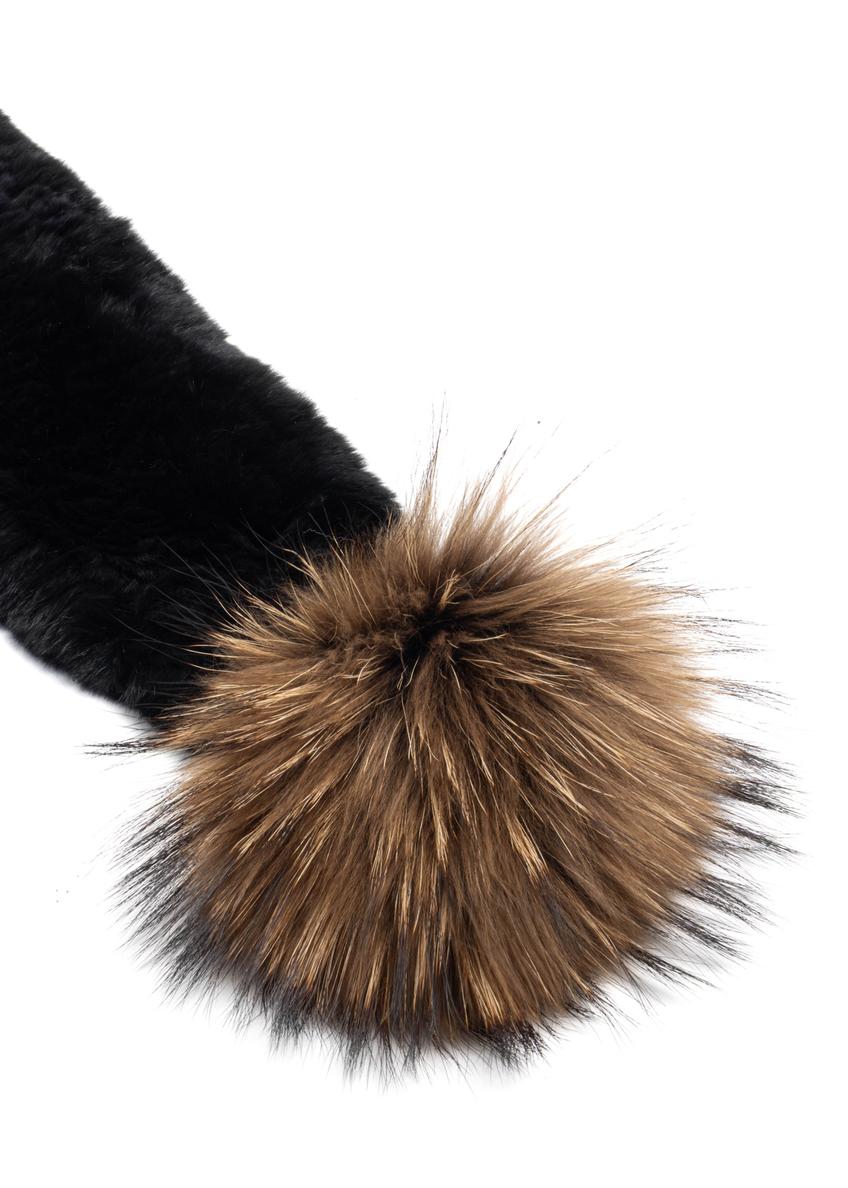 Black women's scarf made of natural fur SZADF-0038-9J(Z26)
