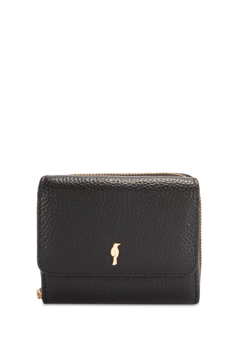 Small black leather women's wallet PORES-0802R-9I(W26), front product view on white background.