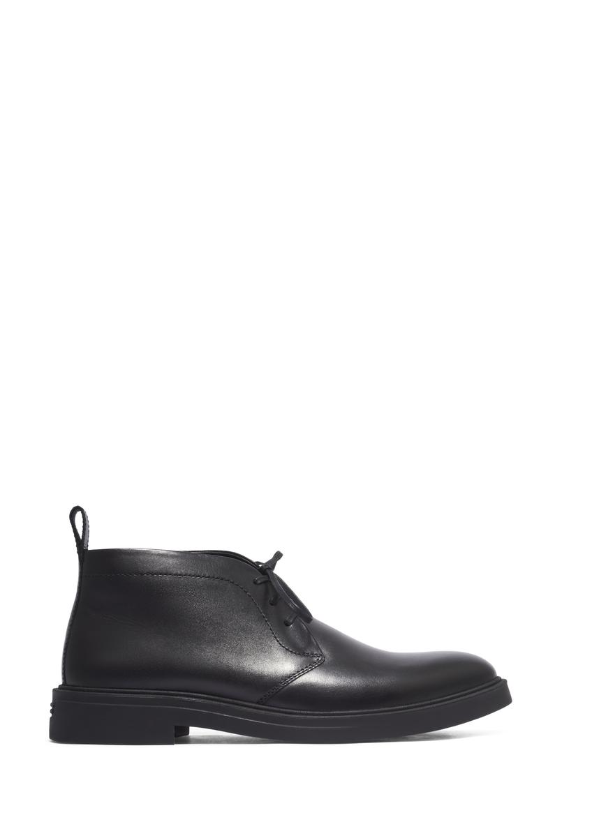 Men's black leather ankle boots BUTYM-0575-99(Z26), side view of the product on a white background.