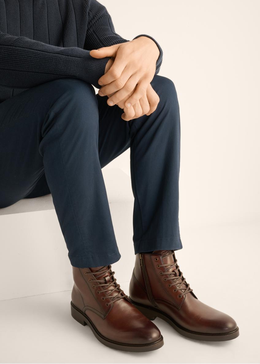 Dark brown leather men's ankle boots BUTYM-0580-1I(Z26)