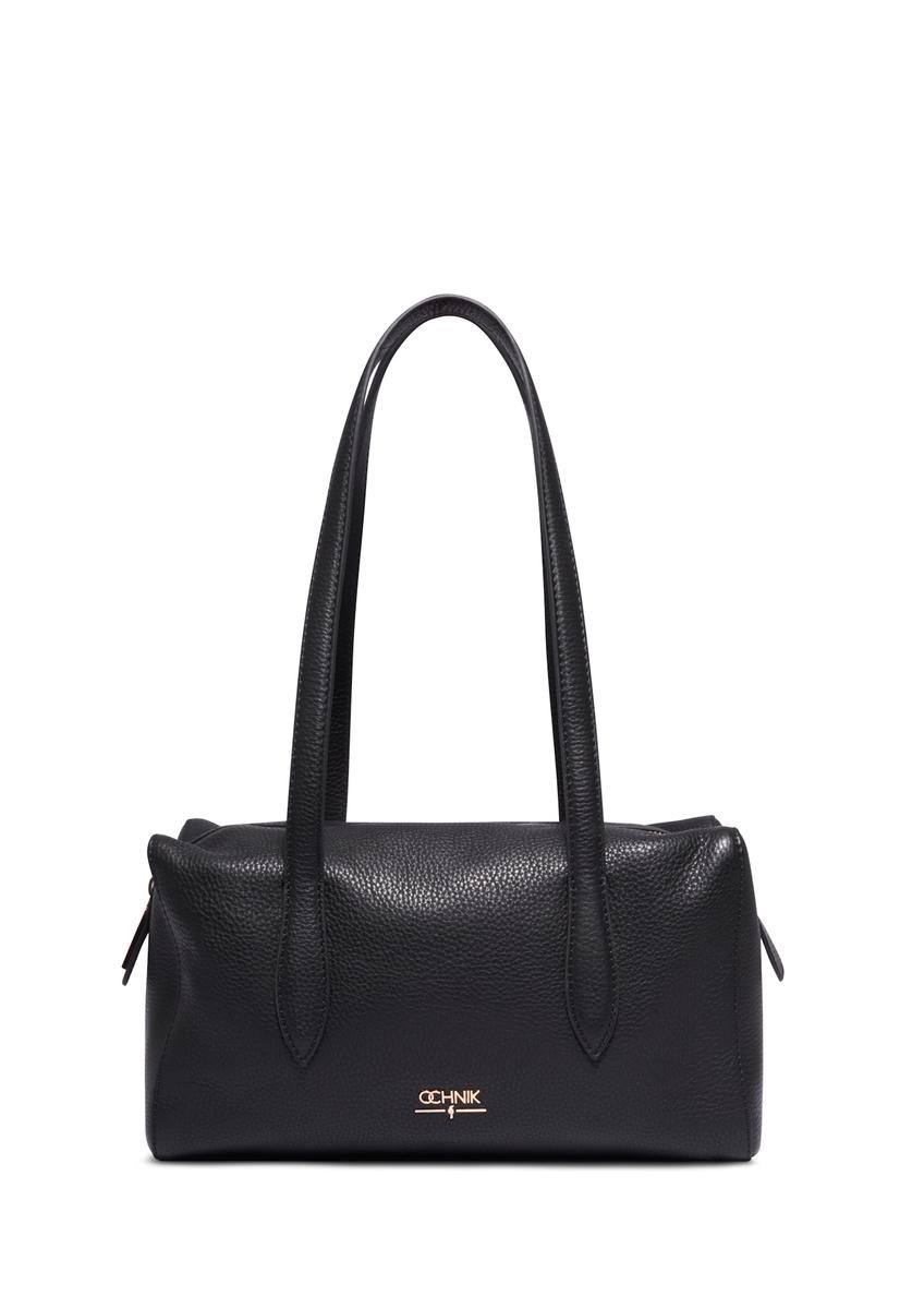Women's leather handbag in black color TORES-1431-9I(Z26), front product view on white background.