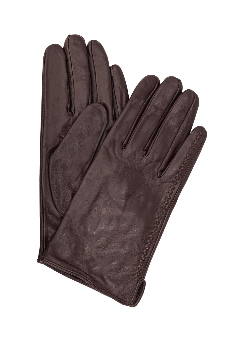 Brown leather gloves for men REKMS-0001-90(Z24)-01