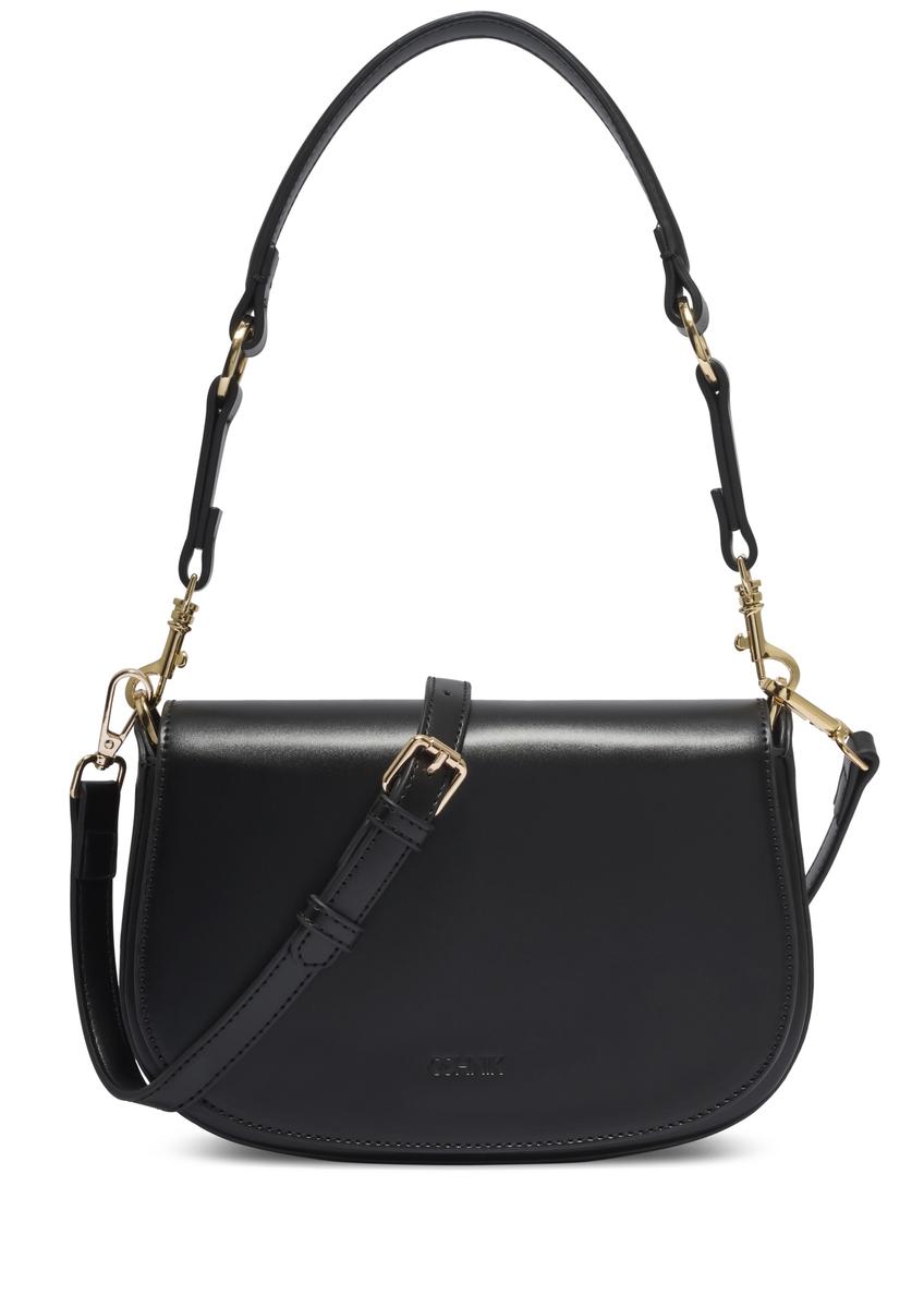 Black women's handbag with stitching TOREC-1380-99(Z26), front product view on white background.