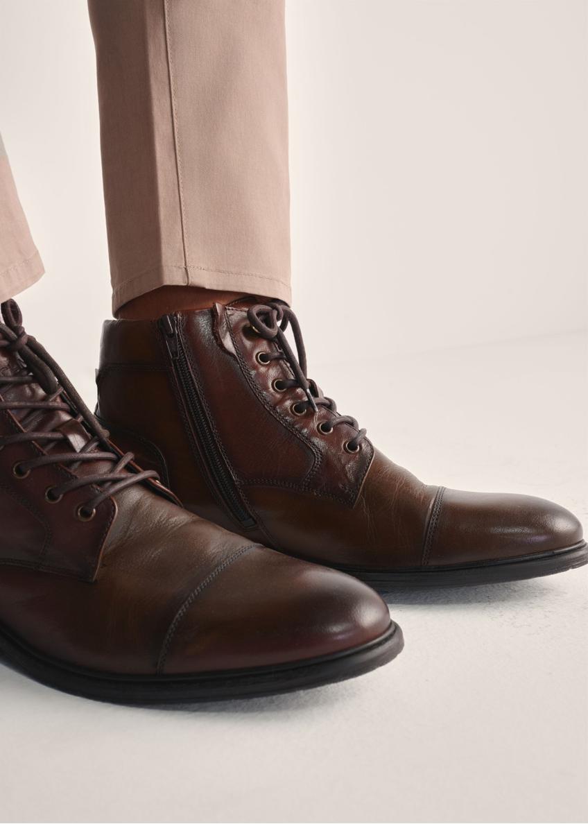 Brown leather men's ankle boots BUTYM-0404B-1I(Z26)