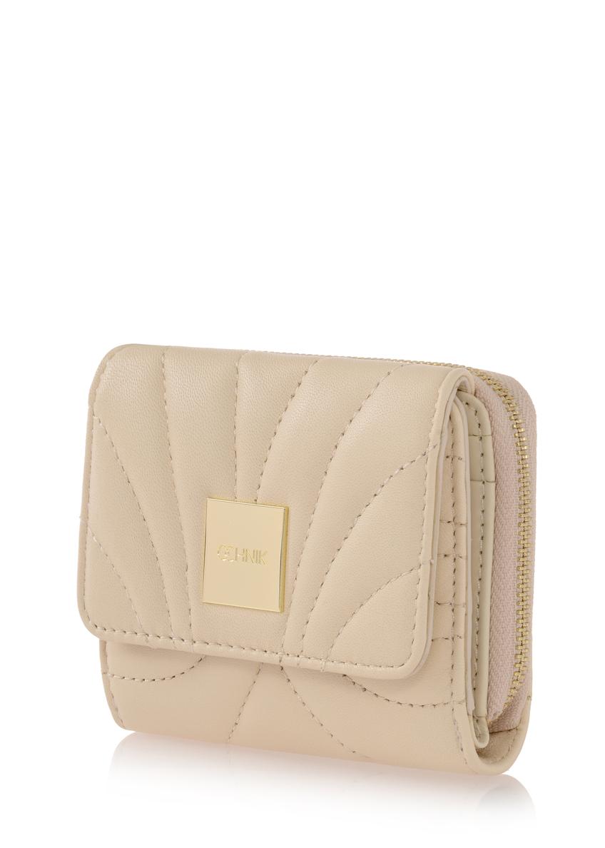 Women's cream leather wallet PORES-0802B-12(W23)