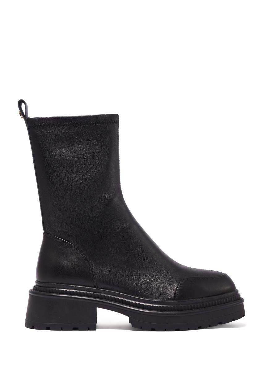 Black leather women's ankle boots BUTYD-1324-99(Z26), side view of the product on a white background.