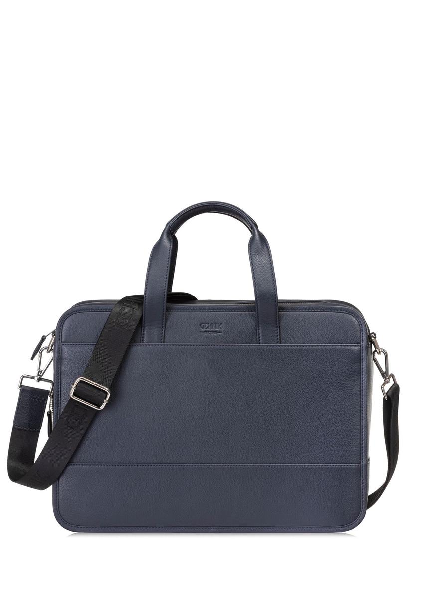 Navy blue leather men's bag TORMS-0448-69(W25)-08