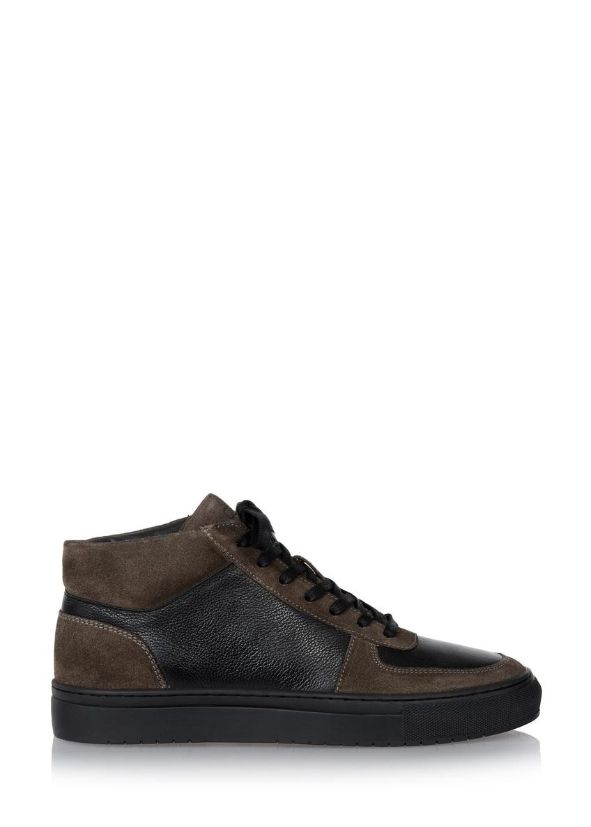 Brown leather men's sneakers BUTYM-0443-89(Z23)-06