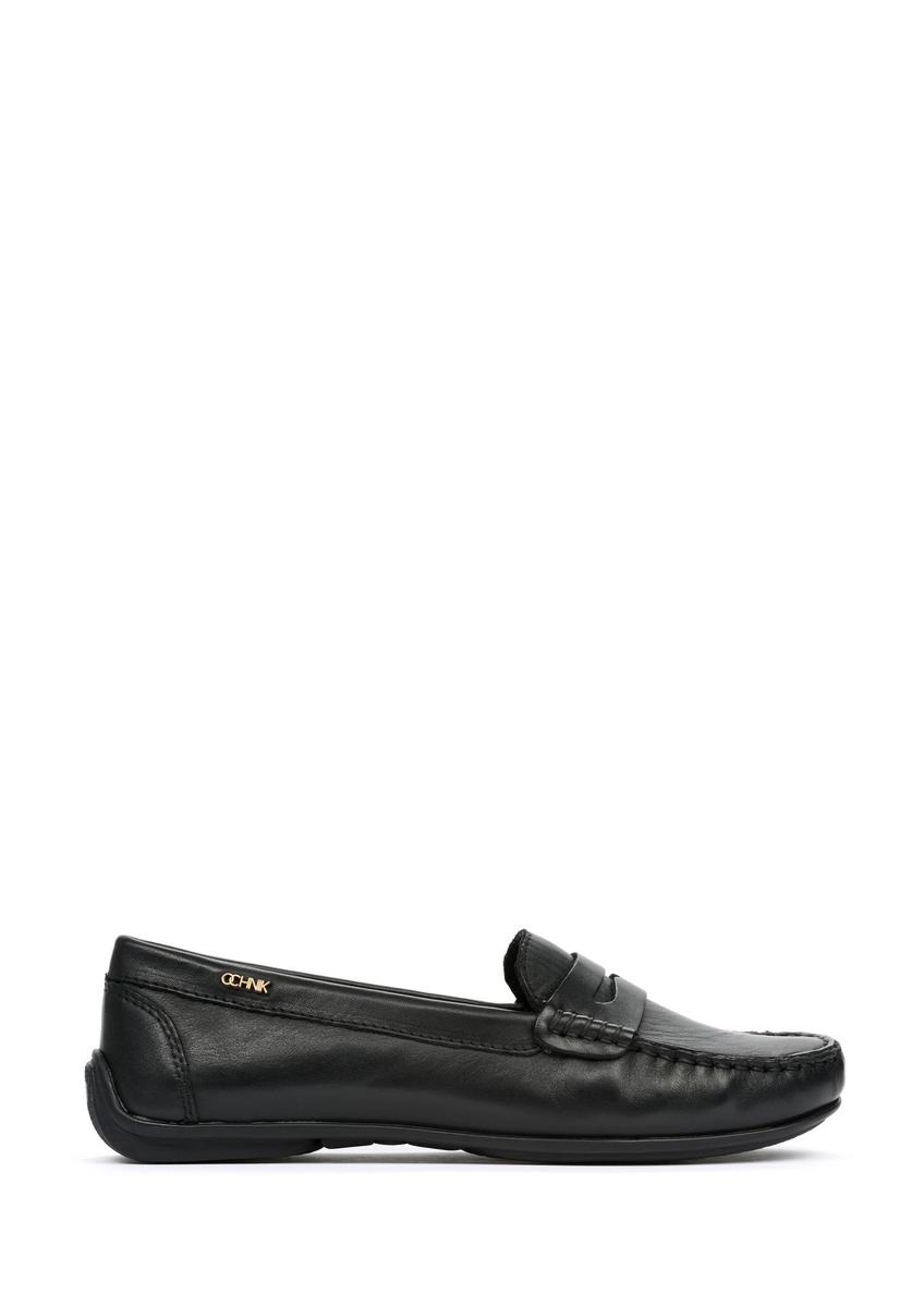 Black leather women's loafers BUTYD-1054A-99(W25)-08