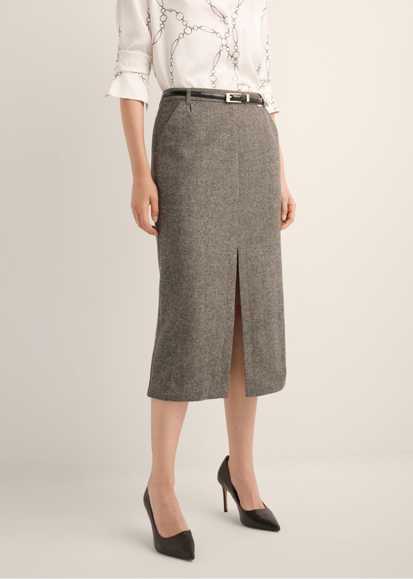 Gray wool midi skirt SPCDT-0133-9D(Z26)