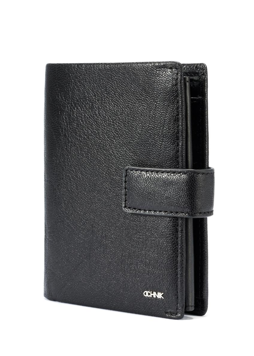 Leather black men's wallet with clasp PORMS-0647-99(W25)