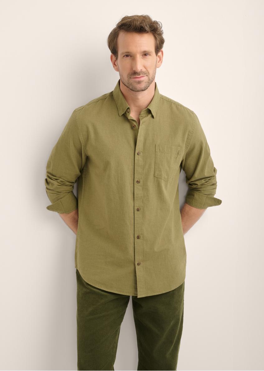 Light green men's cotton shirt KOSMT-0363-8A(Z26)