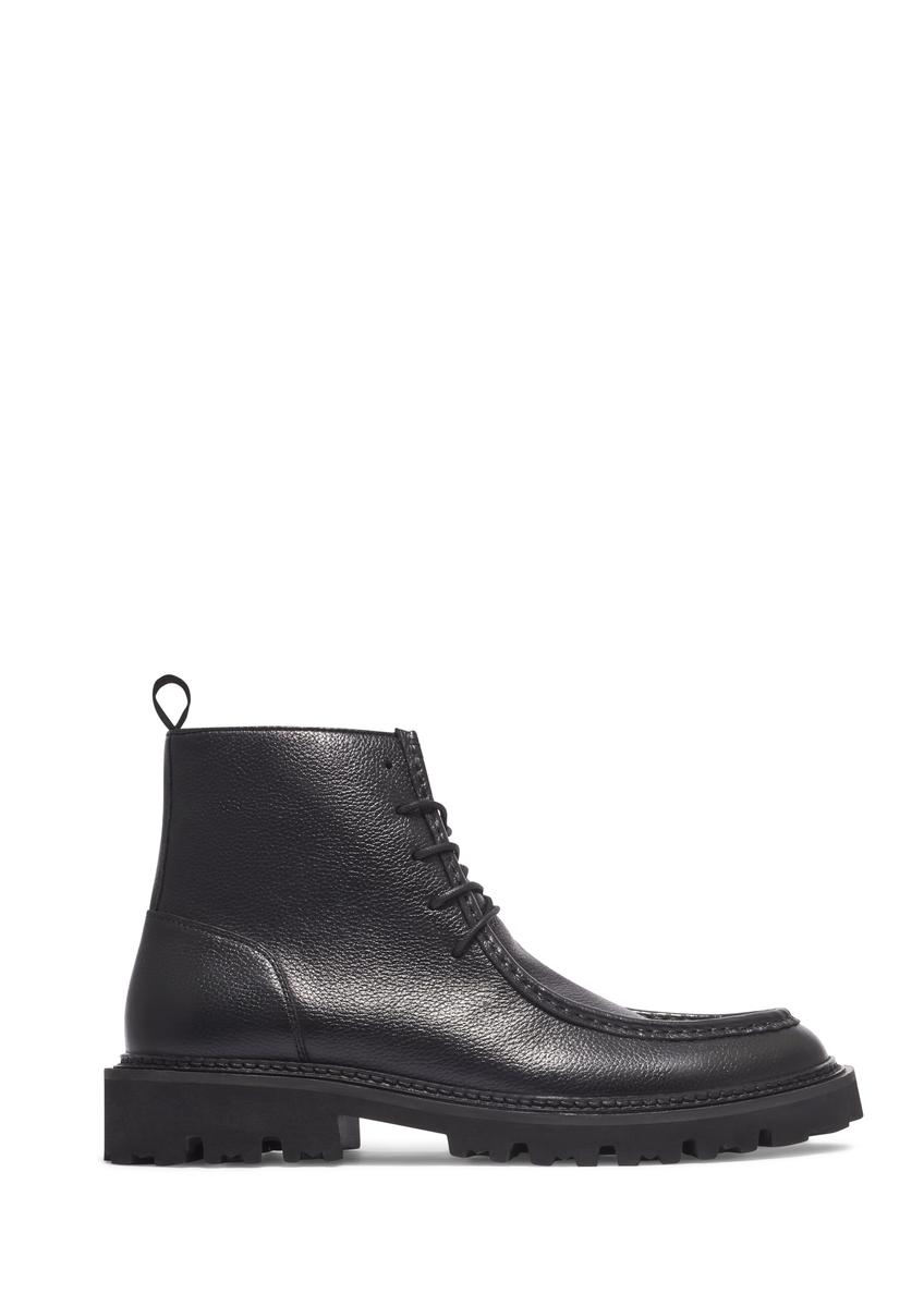 Men's black leather ankle boots BUTYM-0578-9I(Z26), side view of the product on a white background.