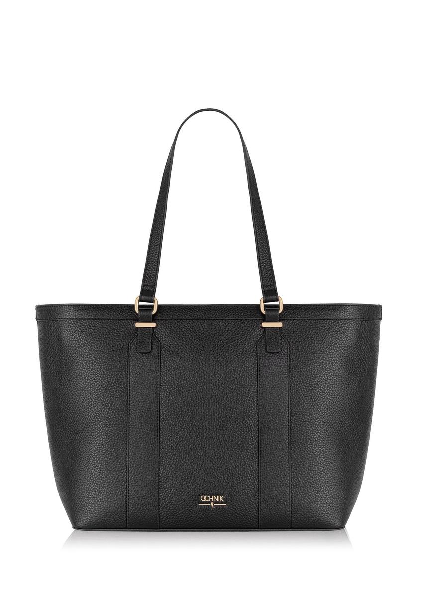 Black leather women's shopper bag TORES-1038-99(Z24)-08