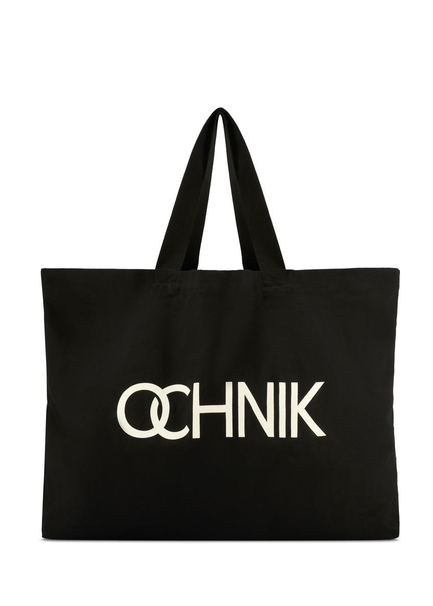 Black cotton bag TOREN-0136-9P(W26) - front product view on white background.