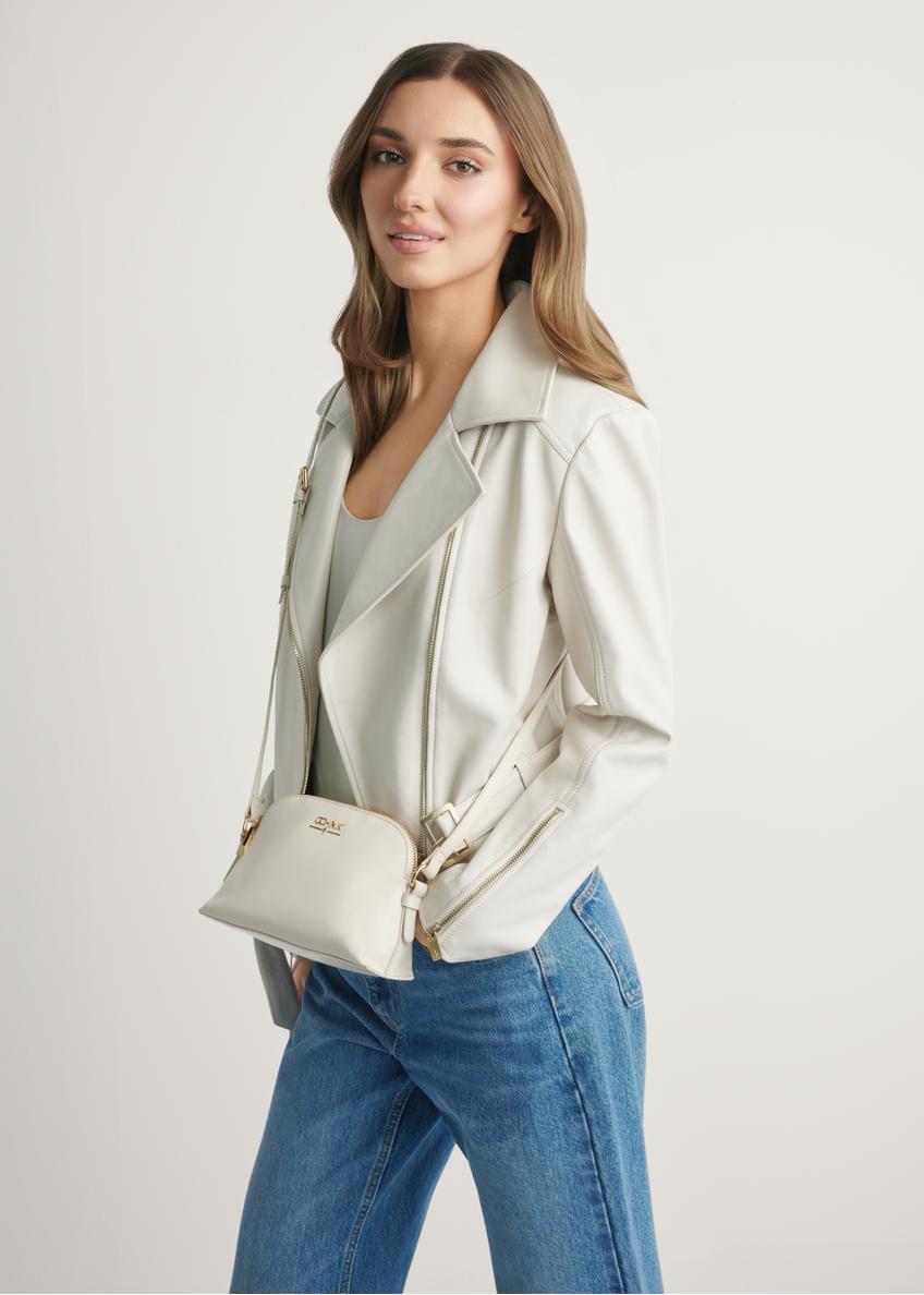 Cream small leather women's handbag TORES-1296-0B (W26)