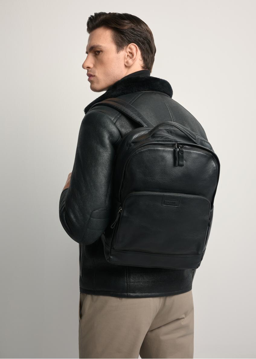 Black large leather men's backpack PLCMS-0020A-99(Z25)