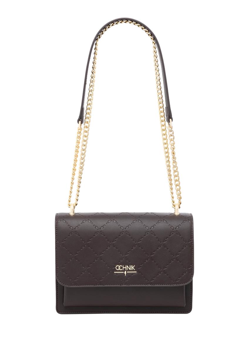 Brown women's handbag with monogram TOREC-1155-1A(W26)