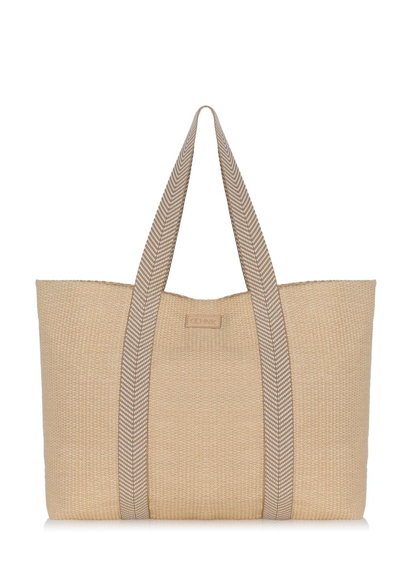Large imitation straw shopper bag TOREC-0929-81(W24)-07