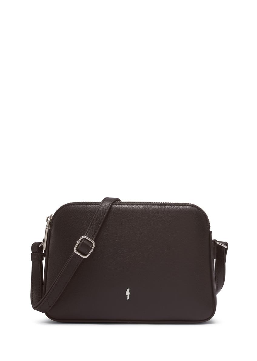 Small brown leather women's handbag TORES-1353-1H(Z26), front product view on white background.