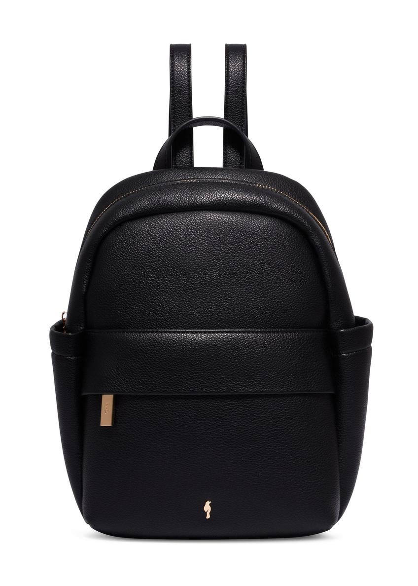 Black women's imitation leather backpack TOREC-1246-9I(Z26) - front product view, on white background.