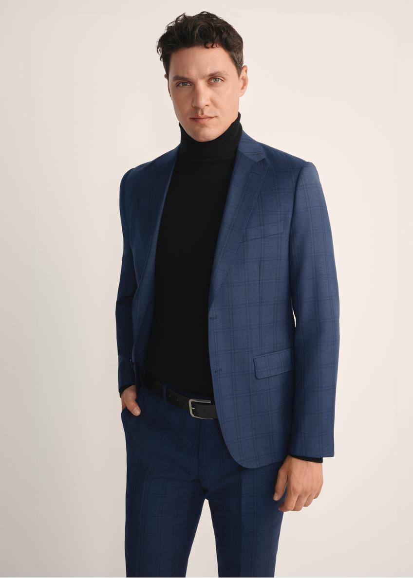 Men's navy blue jacket MARMT-0020-69(Z25), front view of the product on the model. Half of the silhouette visible.