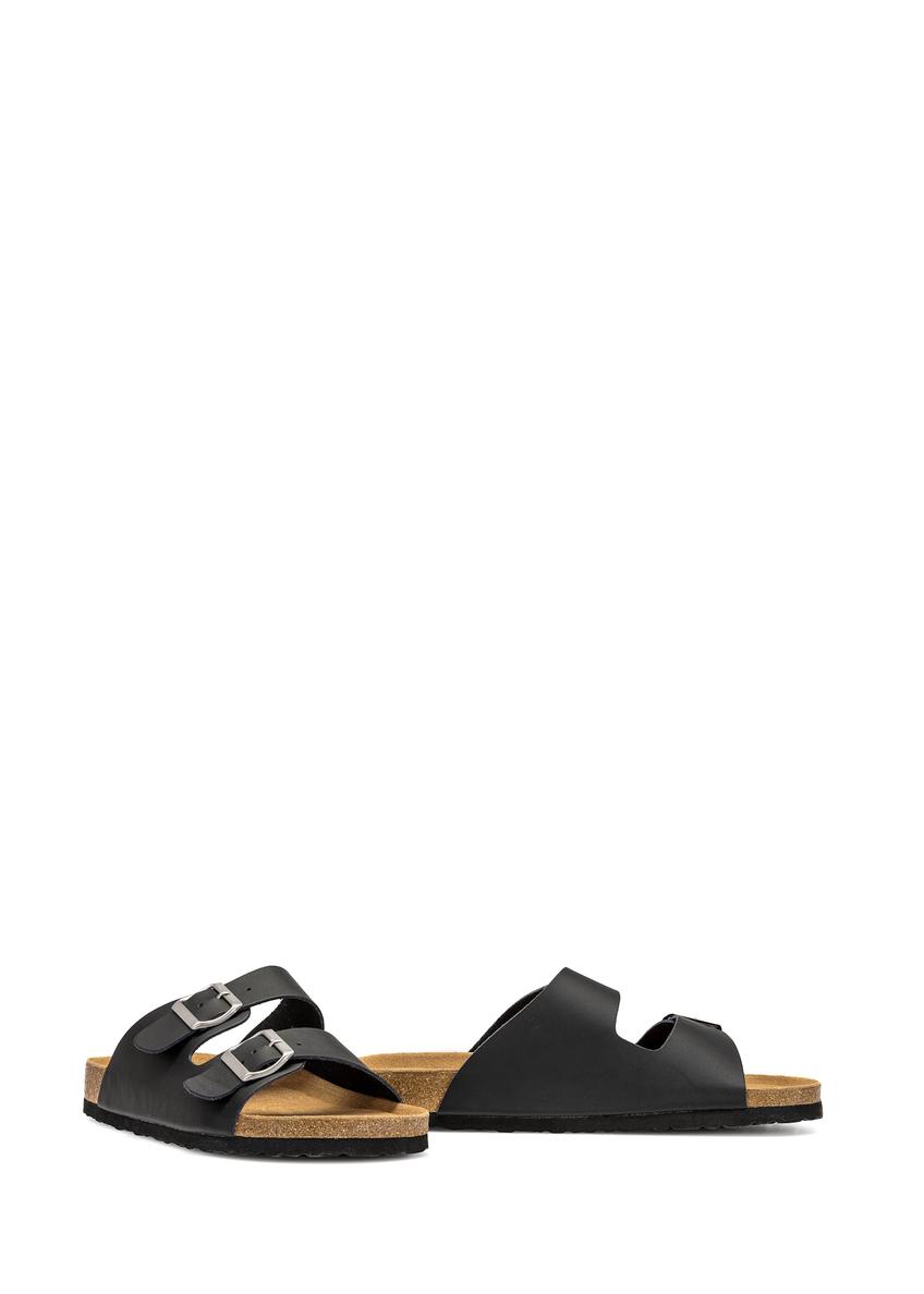 Black leather men's flip-flops BUTYM-0495-99(W25)