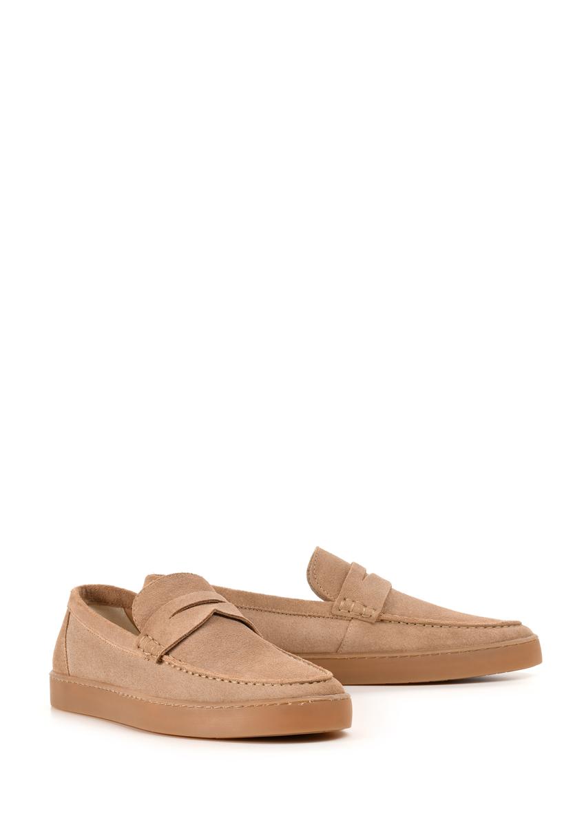 Men's beige leather moccasins BUTYM-0498-1B(W26)