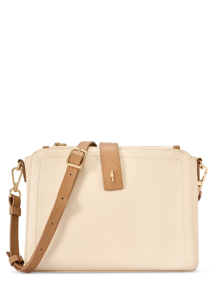 Cream leather shoulder bag TORES-1275-0B(W26) - front view of the product, on a white background.