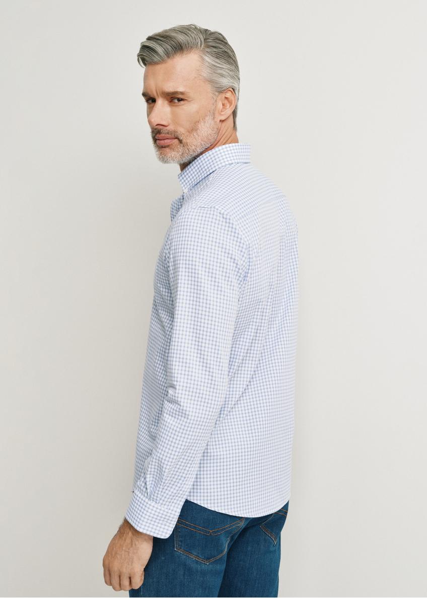 Blue men's fine check shirt KOSMT-0277-62(W24)