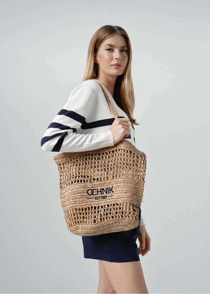 Straw beige shopper bag for women TOREC-0924A-25(W25)