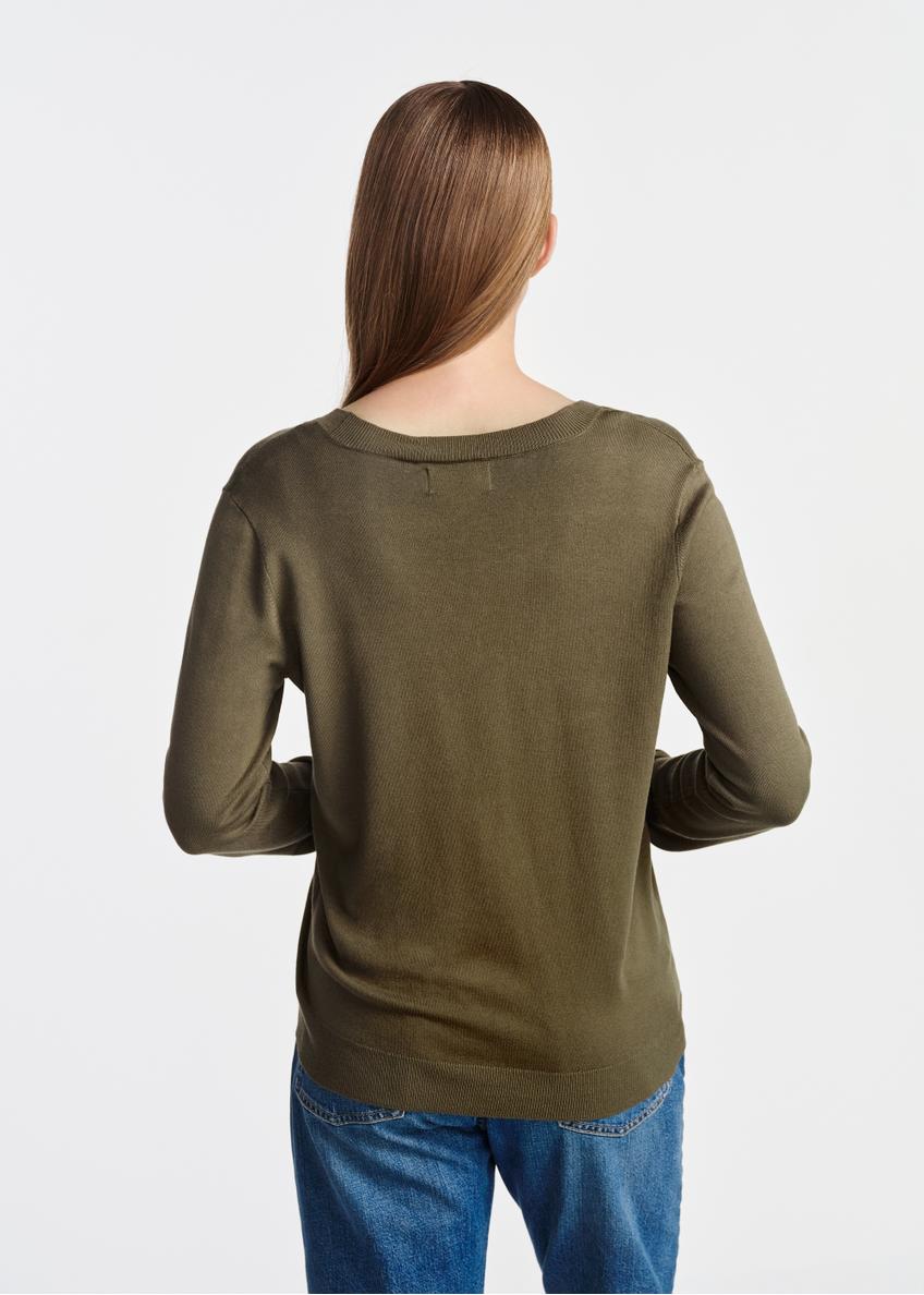 Women's V-neck sweater in khaki color SWEDT-0201-54(W25)