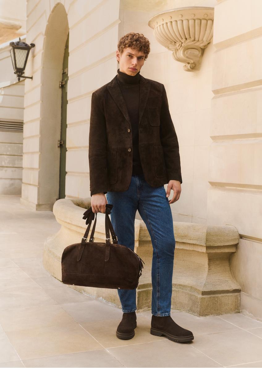 Men's brown suede jacket KURMS-0387-2880(Z25)