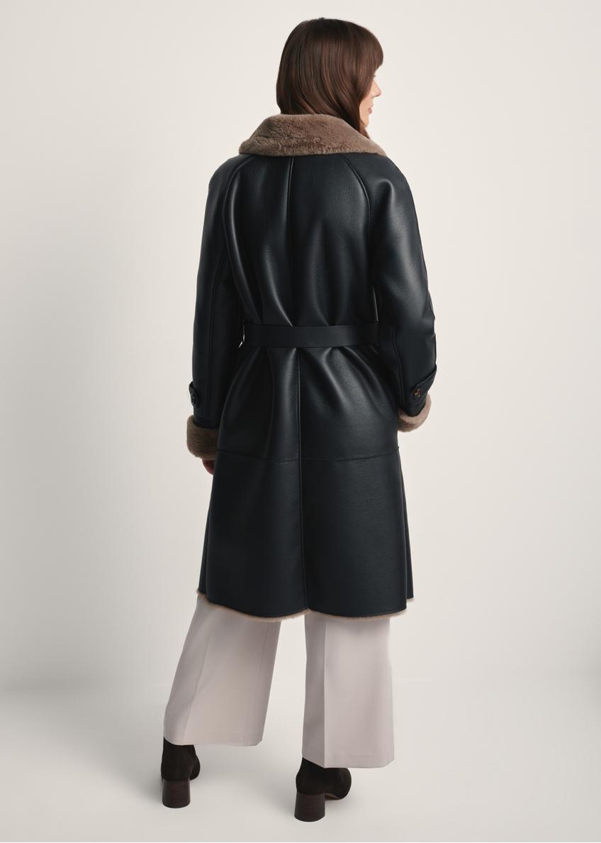 Black long women's sheepskin coat KOZDP-0012-99(Z25)