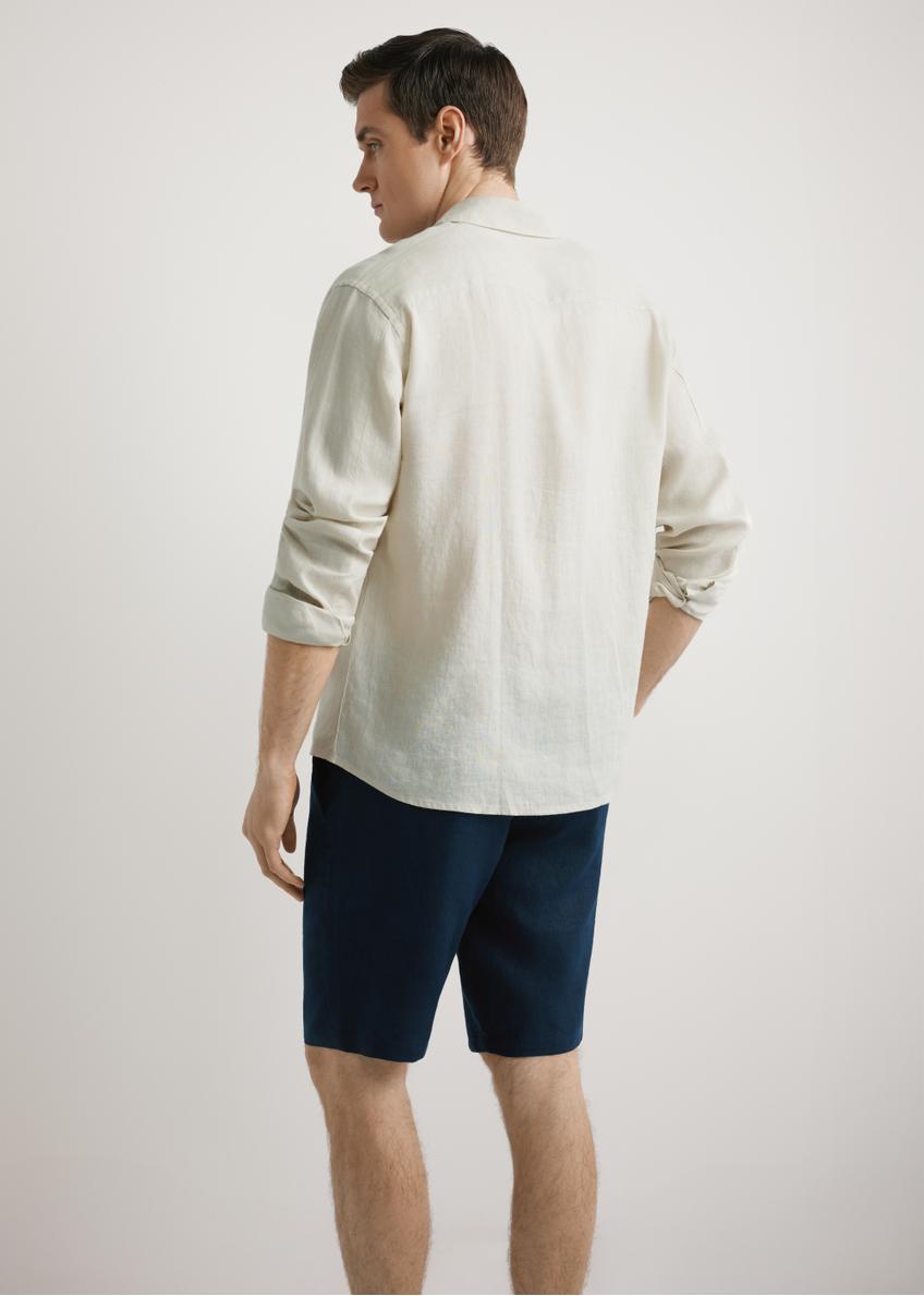 Beige linen men's shirt KOSMT-0321A-1A(W26)