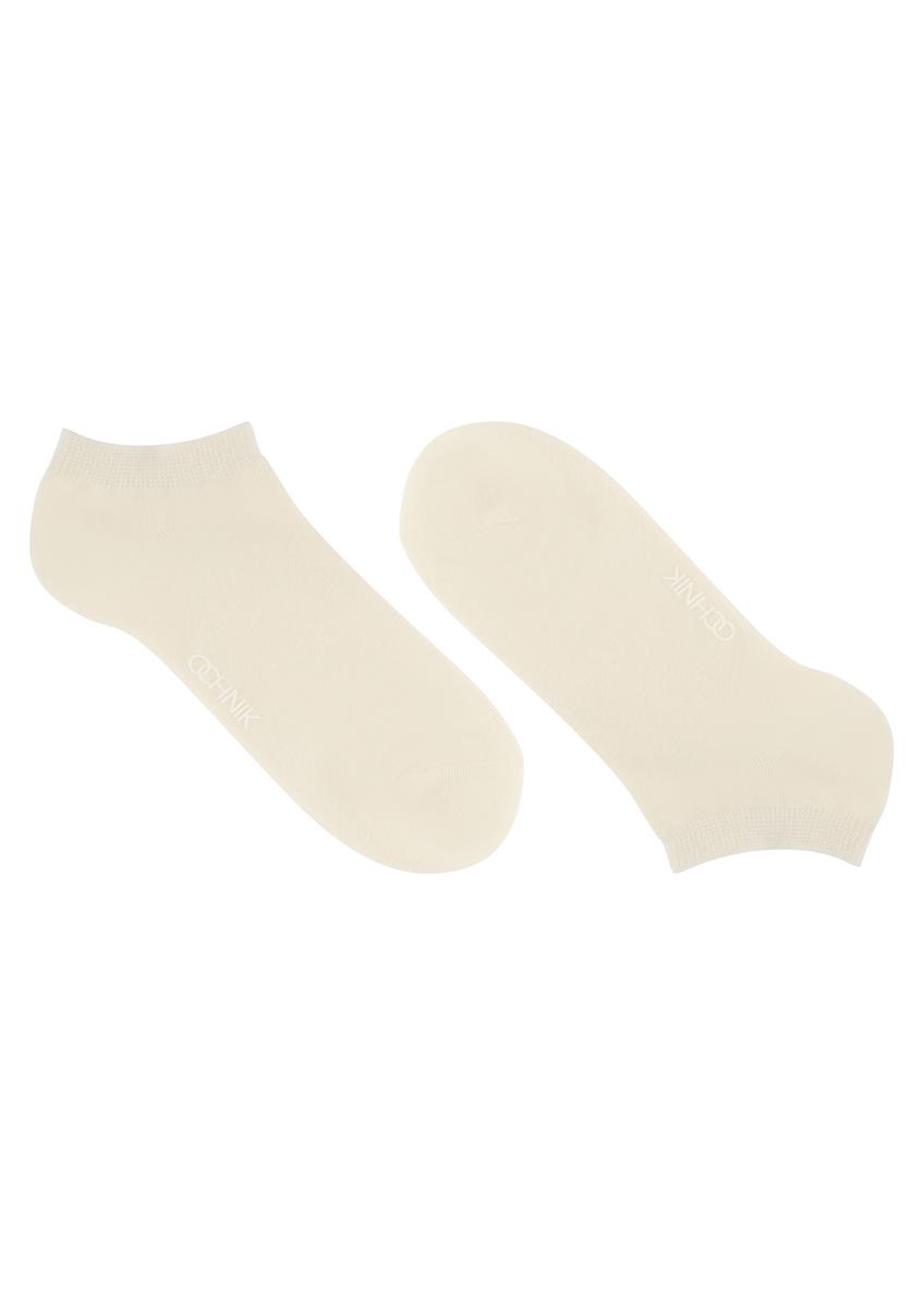 Cream men's short socks SKAMT-0151B-0B(W26), side product view on white background.