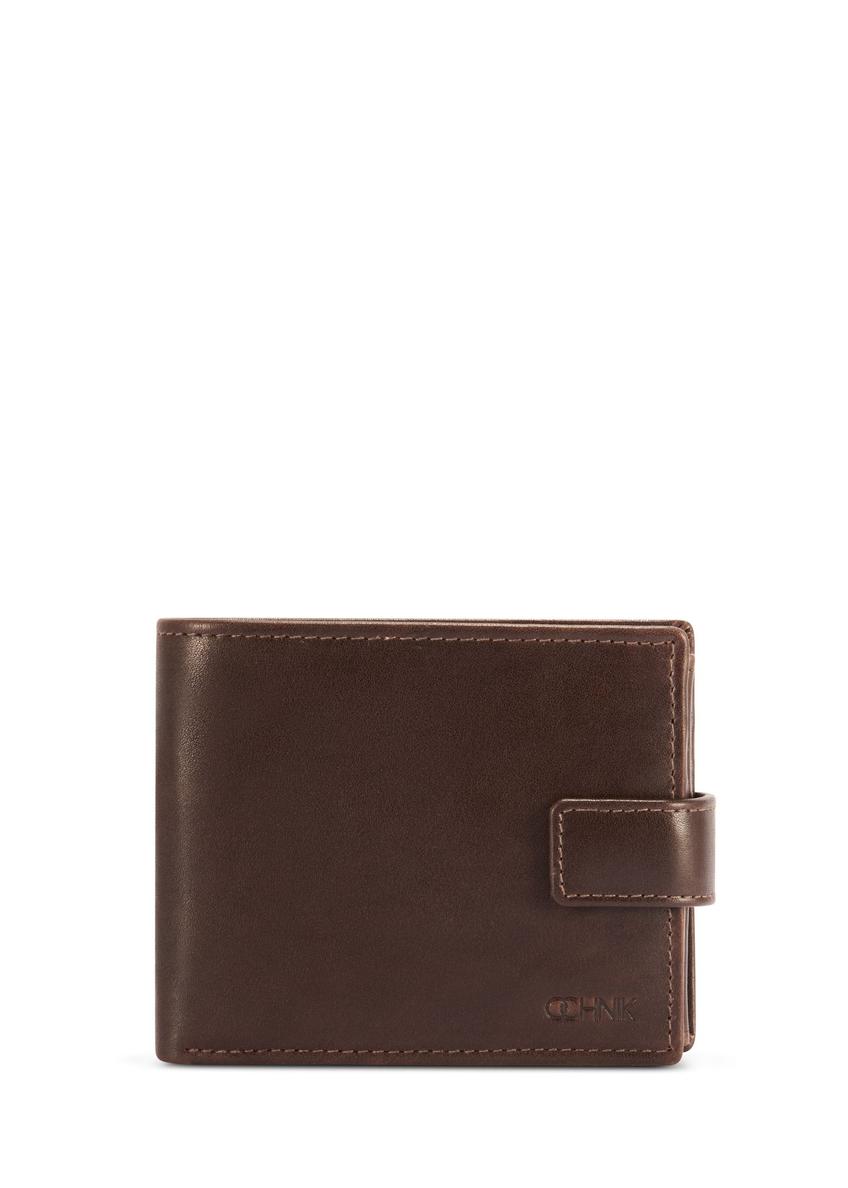 Men's brown leather wallet PORMS-0671-1H(Z26), product view from the front on a white background.