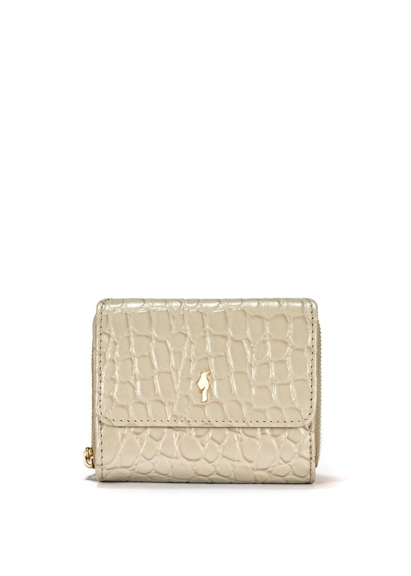 Small leather cream women's croco wallet PORES-0957-12(W25)