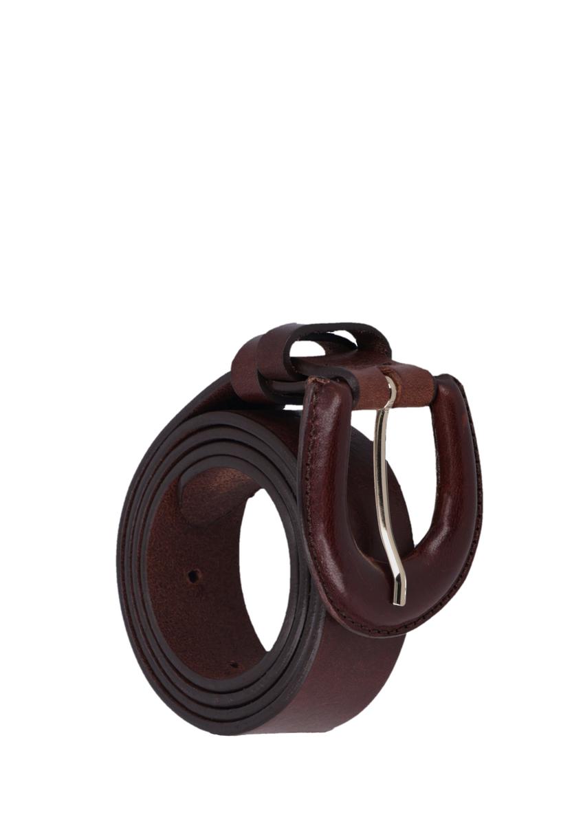 Brown leather women's belt PASDS-0356-1I(Z26)