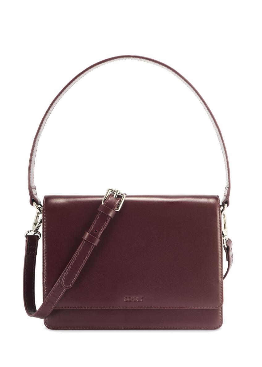 Women's leather handbag in burgundy color TORES-1189-49(Z25)
