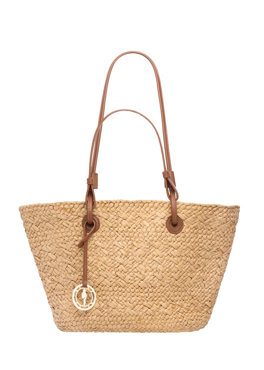 Large women's straw shopper bag TOREC-1217-1E(W26), front product view on white background.
